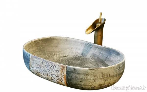 روشویی طرحدار سنگی 