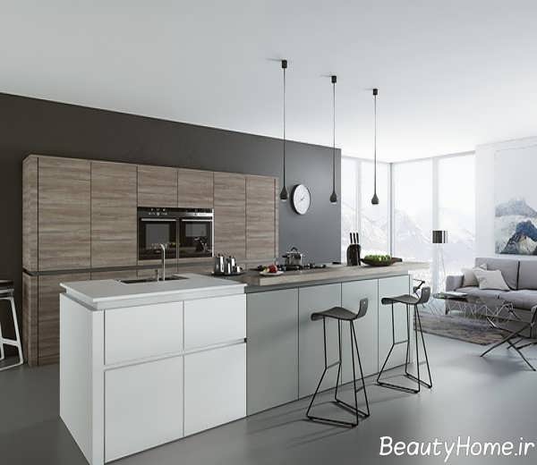 تصاویر زیبا و جدید از کابینت سفید طوسی
