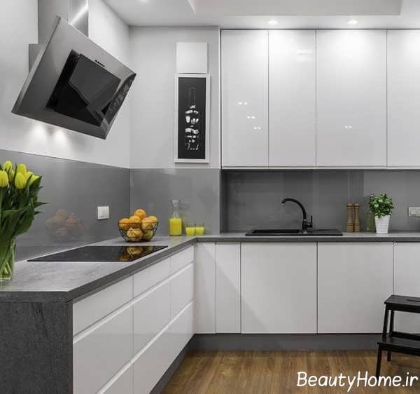 کابینت سفید طوسی برای آشپزخانه های کوچک و بزرگ